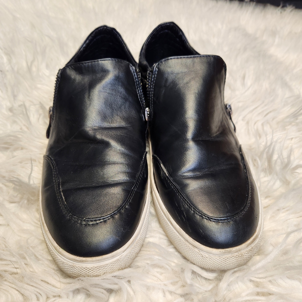Women's Steve Madden Black Leather Slip-On Shoes